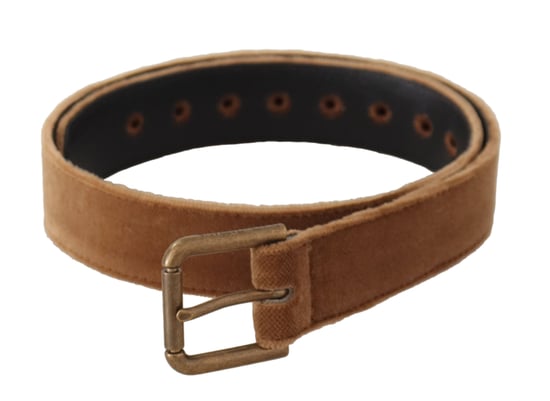 Dolce & Gabbana Bruin Fluwelen Bronzen Vintage Logo Metalen Gesp Riem - Image 3