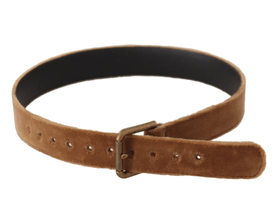 Dolce & Gabbana Bruin Fluwelen Bronzen Vintage Logo Metalen Gesp Riem - Image 5