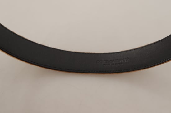 Dolce & Gabbana Bruin Fluwelen Bronzen Vintage Logo Metalen Gesp Riem - Image 6
