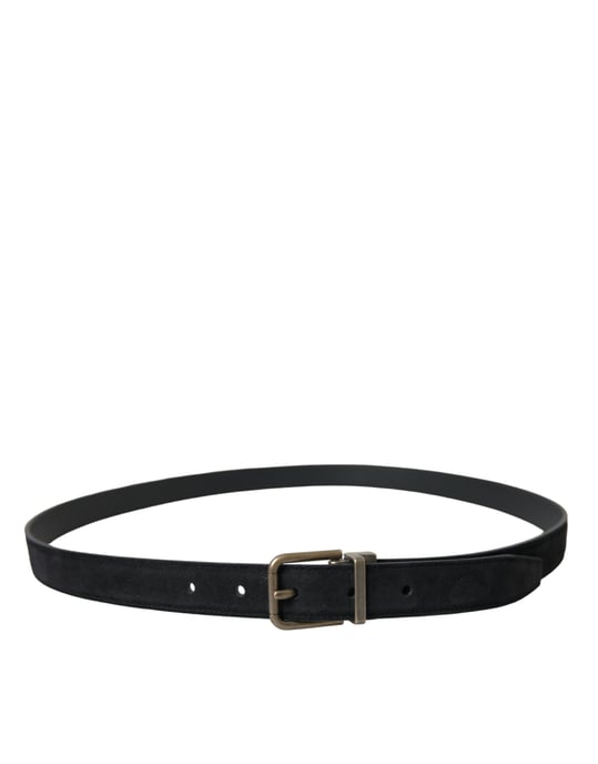 Dolce & Gabbana Zwarte Suède Leren Gouden Metalen Gesp Riem - Image 2