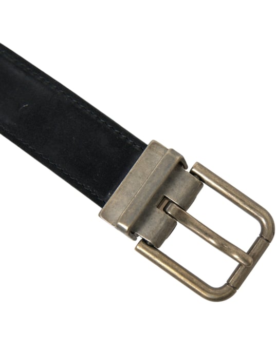 Dolce & Gabbana Zwarte Suède Leren Gouden Metalen Gesp Riem - Image 5