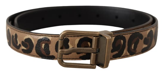 Dolce & Gabbana Bruine Leren Luipaardprint Gouden Metaal Gesp Ceintuur - Image 1