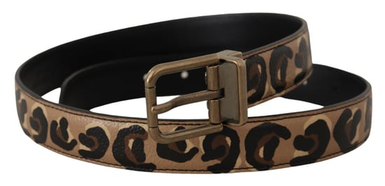 Dolce & Gabbana Bruine Leren Luipaardprint Gouden Metaal Gesp Ceintuur - Image 2