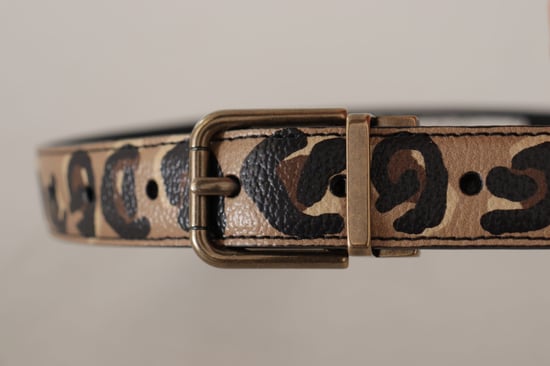 Dolce & Gabbana Bruine Leren Luipaardprint Gouden Metaal Gesp Ceintuur - Image 4