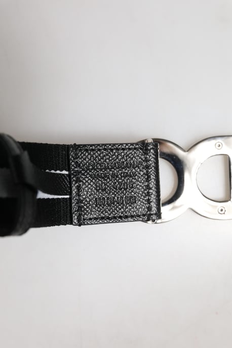 Dolce & Gabbana Zwarte Katoenen Metalen DG Logo Gouden Gesp Riem - Image 5