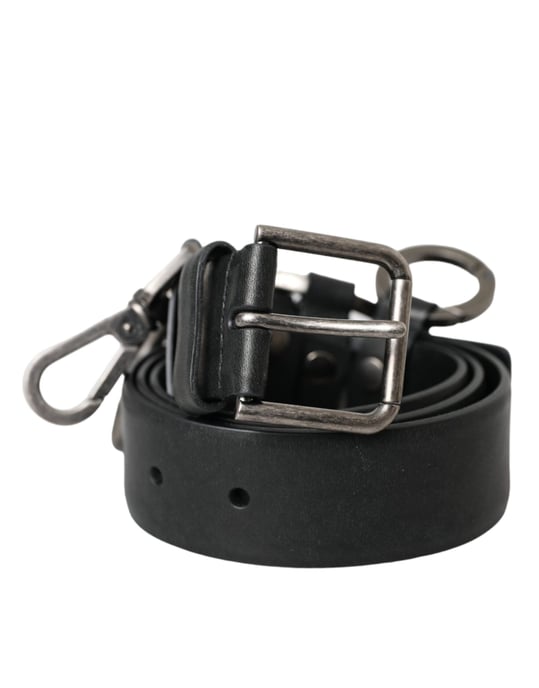 Dolce & Gabbana Zwart Kalfsleren Riem met Zilveren Metalen Gesp - Image 1
