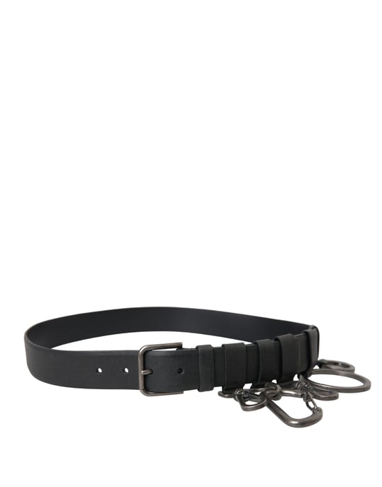 Dolce & Gabbana Zwart Kalfsleren Riem met Zilveren Metalen Gesp - Image 2