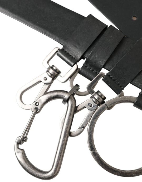 Dolce & Gabbana Zwart Kalfsleren Riem met Zilveren Metalen Gesp - Image 4