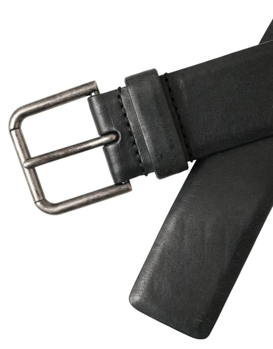 Dolce & Gabbana Zwart Kalfsleren Riem met Zilveren Metalen Gesp - Image 5