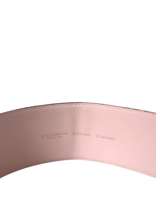 Dolce & Gabbana Multicolor Bloem Jacquard Lurex Gouden Gesp Riem - Image 3
