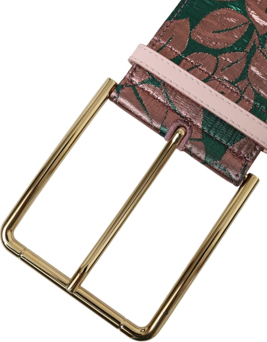 Dolce & Gabbana Multicolor Bloem Jacquard Lurex Gouden Gesp Riem - Image 5