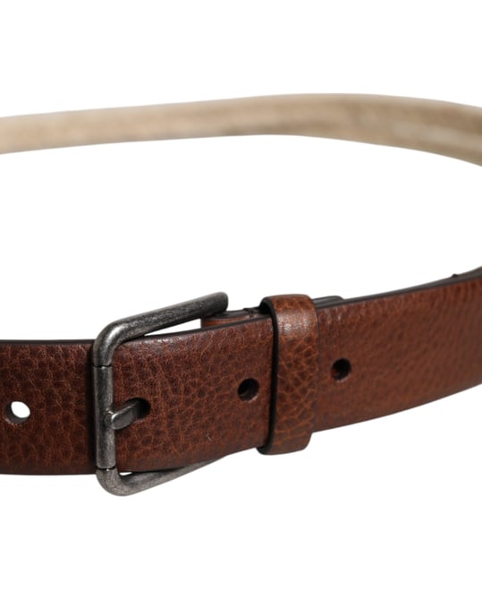 Dolce & Gabbana Bruin Jute Leer Gevlochten Metalen Gesp Riem - Image 4