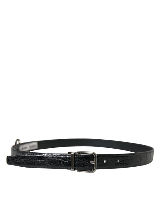 Dolce & Gabbana Zwarte Leren Riem met Zilveren Metalen Gesp - Image 2