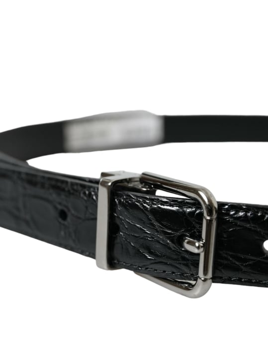 Dolce & Gabbana Zwarte Leren Riem met Zilveren Metalen Gesp - Image 3