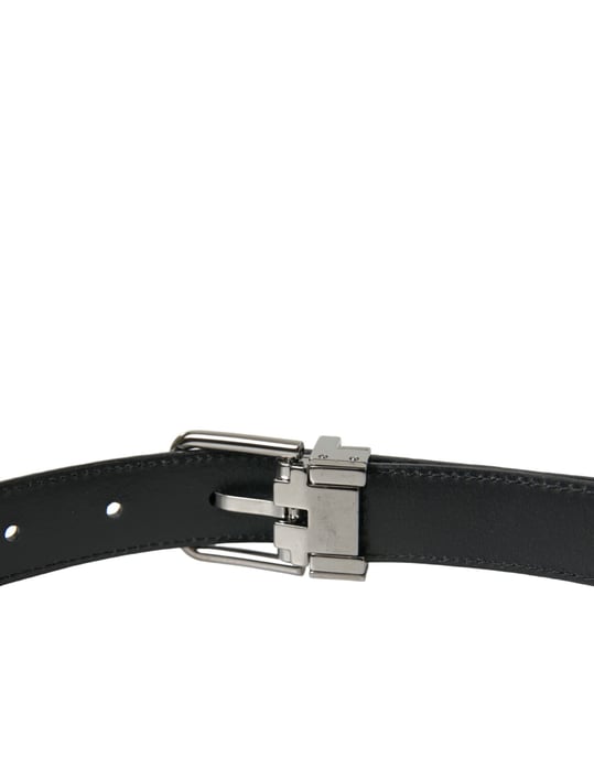 Dolce & Gabbana Zwarte Leren Riem met Zilveren Metalen Gesp - Image 4