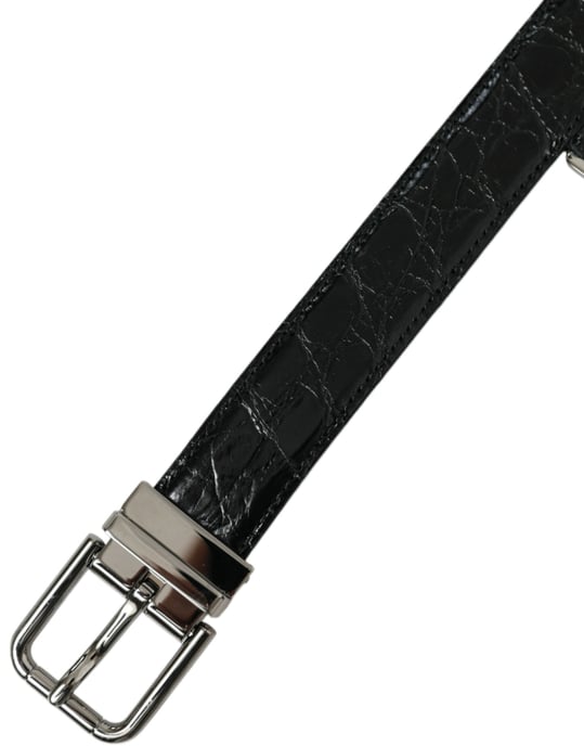 Dolce & Gabbana Zwarte Leren Riem met Zilveren Metalen Gesp - Image 5