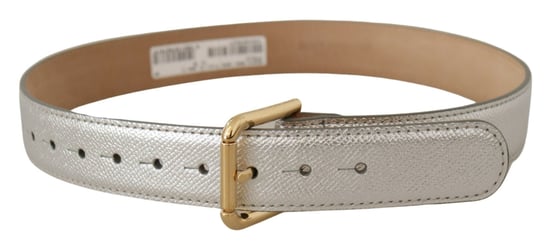 Dolce & Gabbana Zilveren Leer Gouden Logo Metaal Taillegesp Riem - Image 3