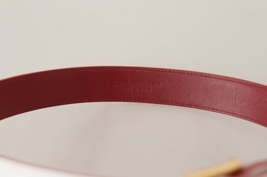 Dolce & Gabbana Witte Kalfsleren Twee-Kleurige Gouden Metalen Gesp Riem - Image 4
