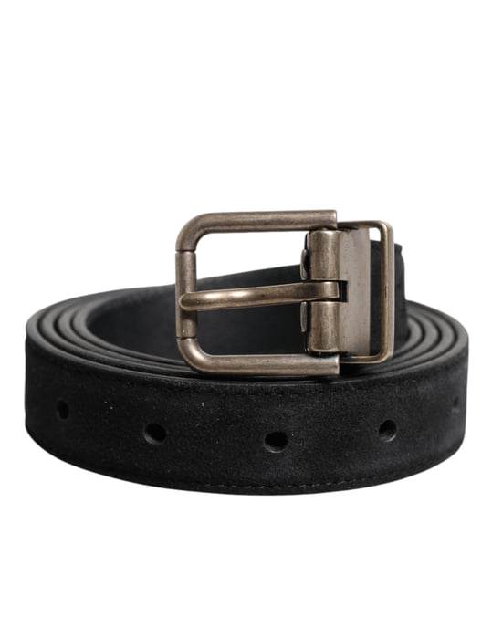 Dolce & Gabbana Zwart Kalfskleren Classic Metalen Gesp Riem - Image 1