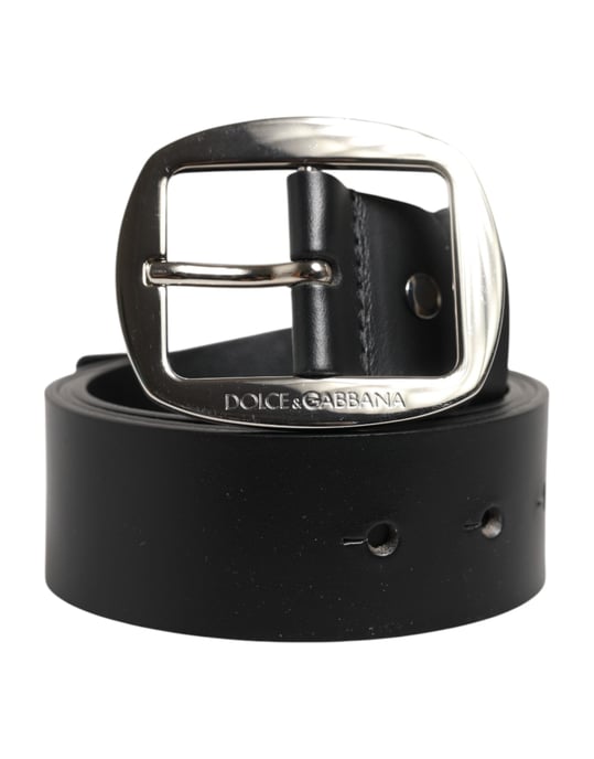 Dolce & Gabbana Zwart Leren Klassieke Metalen Gesp Riem - Image 2
