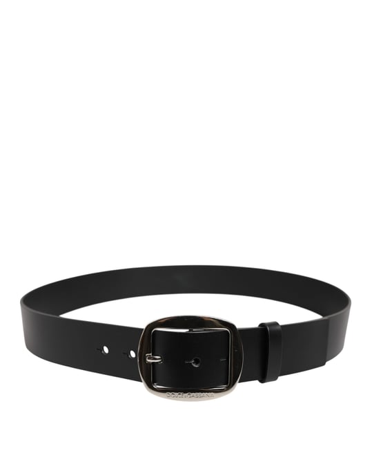 Dolce & Gabbana Zwart Leren Klassieke Metalen Gesp Riem - Image 3
