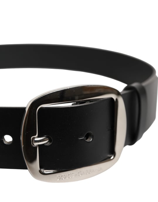 Dolce & Gabbana Zwart Leren Klassieke Metalen Gesp Riem - Image 4