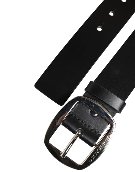 Dolce & Gabbana Zwart Leren Klassieke Metalen Gesp Riem - Image 6
