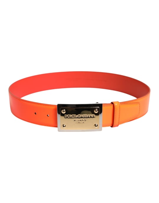 Dolce & Gabbana Oranje Gouden Toon Metaal Logo Gesp Riem - Image 3