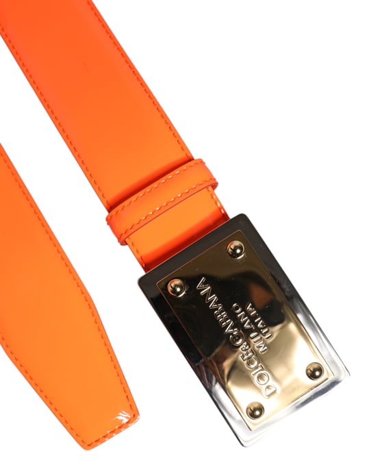 Dolce & Gabbana Oranje Gouden Toon Metaal Logo Gesp Riem - Image 6