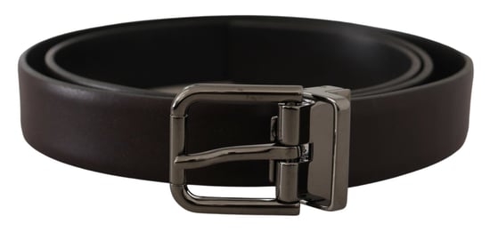 Dolce & Gabbana Donkerpaarse Leren Doos Borchia Metalen Gesp Riem - Image 1
