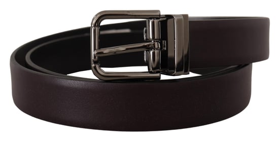 Dolce & Gabbana Donkerpaarse Leren Doos Borchia Metalen Gesp Riem - Image 2