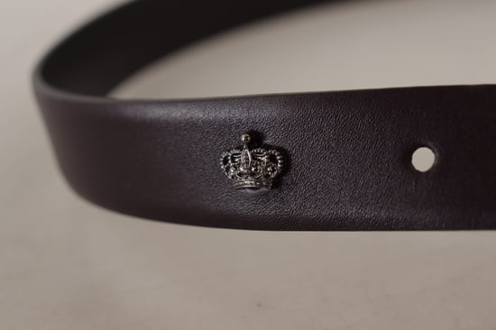Dolce & Gabbana Donkerpaarse Leren Doos Borchia Metalen Gesp Riem - Image 5