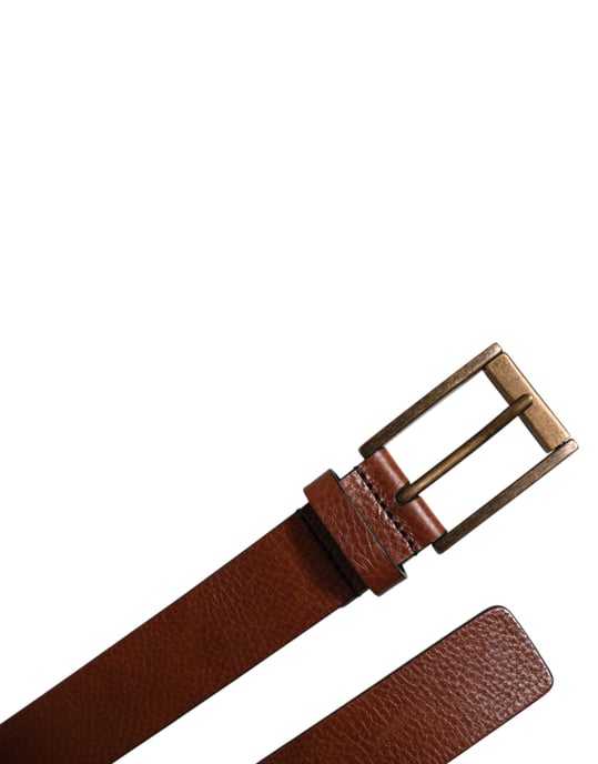 Dolce & Gabbana Bruine Kalfsleren Klassieke Metalen Gesp Riem - Image 6