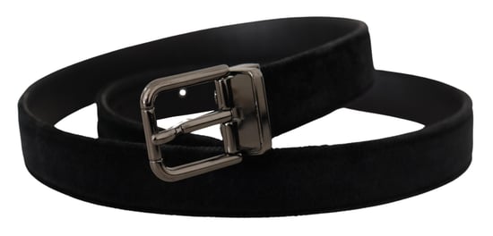 Dolce & Gabbana Zwart Fluweel Zilverkleurige Logo Metalen Gesp Riem - Image 2