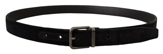 Dolce & Gabbana Zwart Fluweel Zilverkleurige Logo Metalen Gesp Riem - Image 3