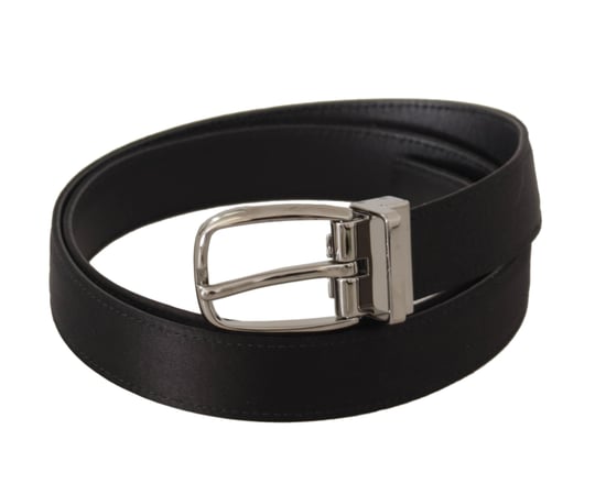 Dolce & Gabbana Zwart Kalfsleer Zilveren Logo Metalen Gesp Riem - Image 2