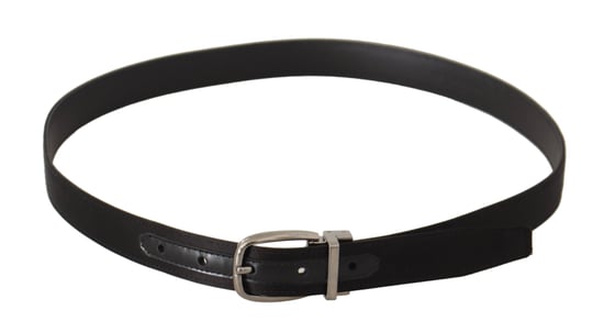 Dolce & Gabbana Zwart Kalfsleer Zilveren Logo Metalen Gesp Riem - Image 3