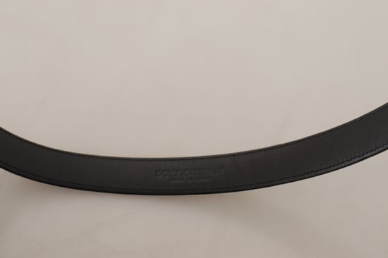 Dolce & Gabbana Zwart Kalfsleer Zilveren Logo Metalen Gesp Riem - Image 5