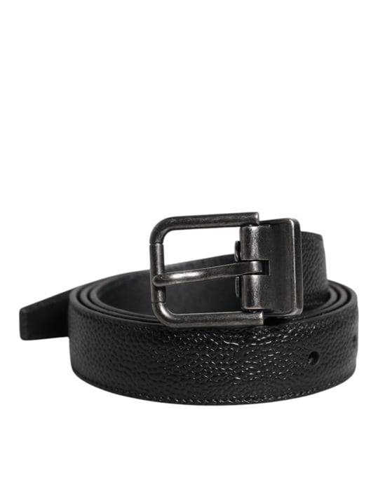Dolce & Gabbana Zwart Kalfsleer Klassieke Metalen Gesp Riem - Image 2