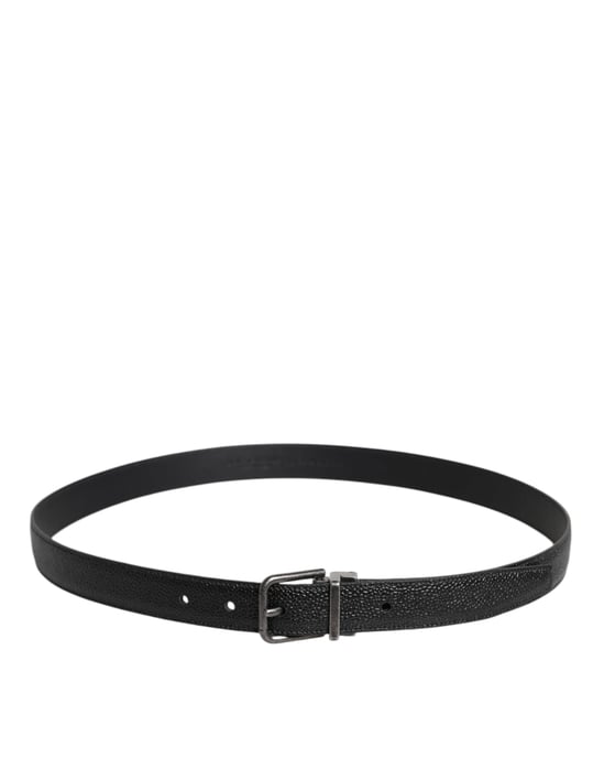 Dolce & Gabbana Zwart Kalfsleer Klassieke Metalen Gesp Riem - Image 3