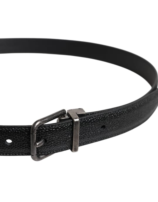 Dolce & Gabbana Zwart Kalfsleer Klassieke Metalen Gesp Riem - Image 4