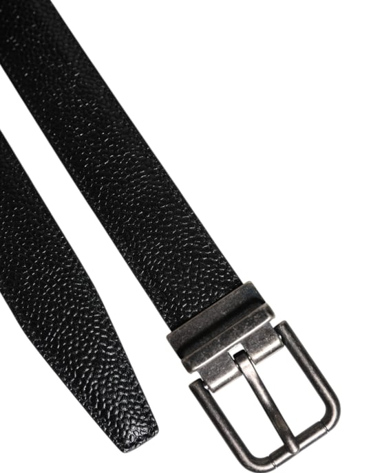 Dolce & Gabbana Zwart Kalfsleer Klassieke Metalen Gesp Riem - Image 5