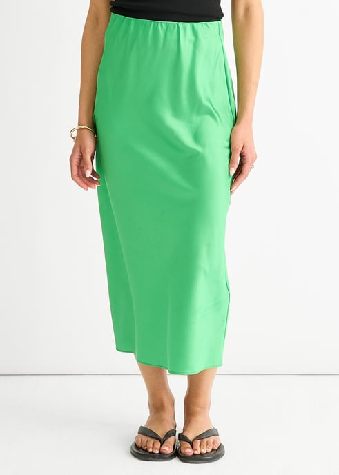 Groene satijnen midi-rok met hoge taille - Image 2