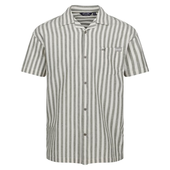 Regatta Heren Shorebay II gestreept shirt met korte mouwen (Fauna/Antiek Wit) - Image 1