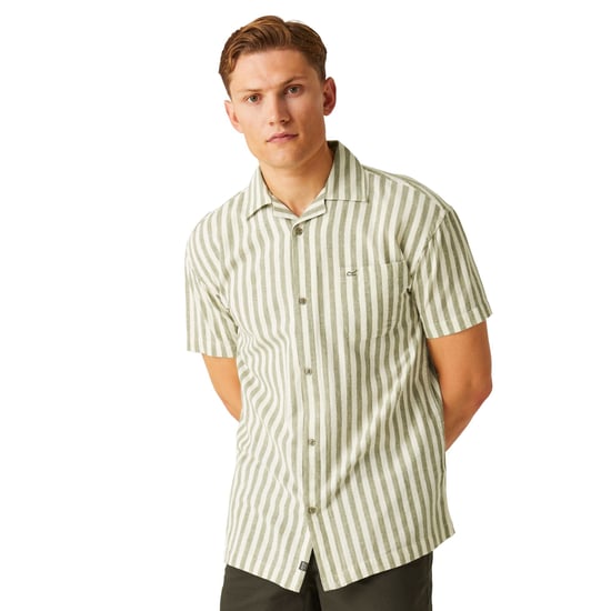 Regatta Heren Shorebay II gestreept shirt met korte mouwen (Fauna/Antiek Wit) - Image 4