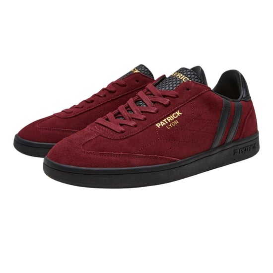 Patrick Mens Lyon Suede Cupsole Trainers (Burgundy/Black) - Image 3