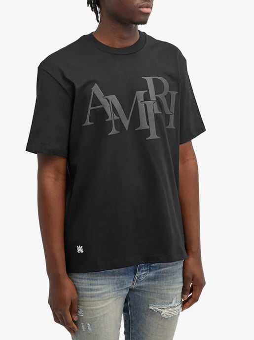 Amiri Zwart T-shirt met gekartelde logoprint in zwart - Image 1