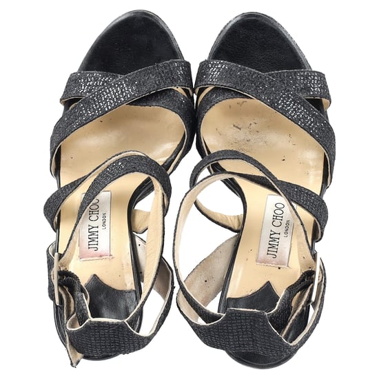 Jimmy Choo Vamp platform sandalen met glitter in zwart leer - Image 2