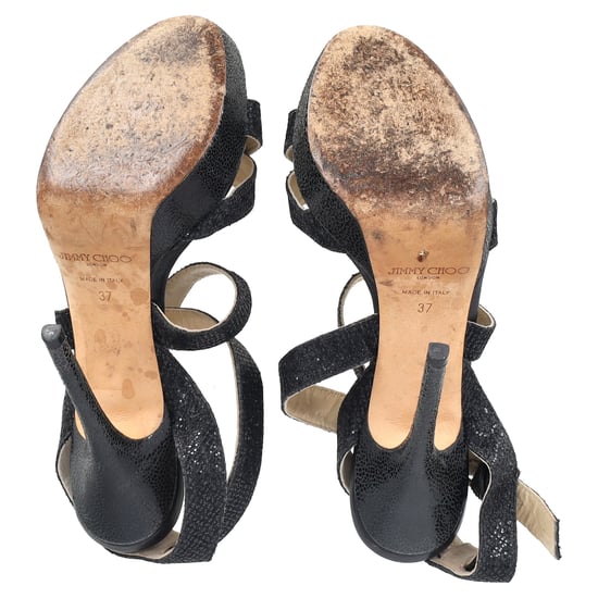Jimmy Choo Vamp platform sandalen met glitter in zwart leer - Image 6