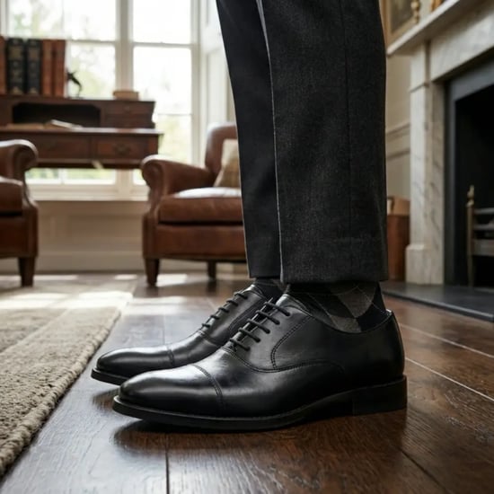 Klassieke zwarte Oxford-schoenen met neuskap en vetersluiting voor heren. - Image 3
